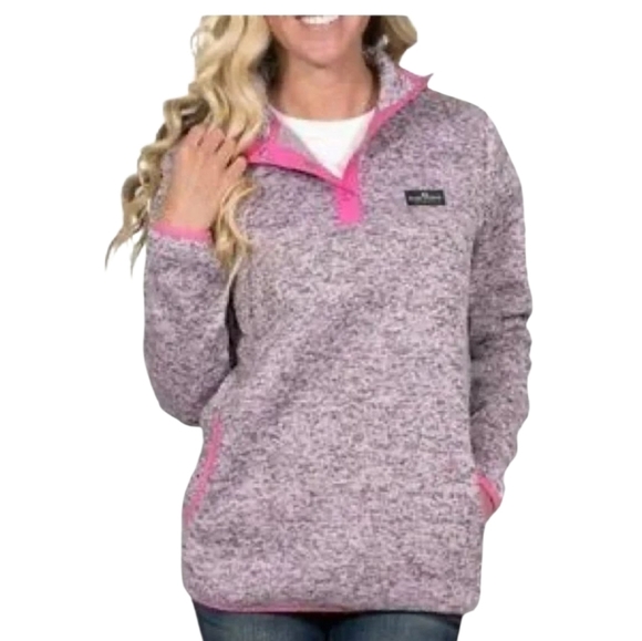 Simply Southern Womens Pink Knit Fleece Quarter Snap Pullover Jacket Large - Picture 10 of 10